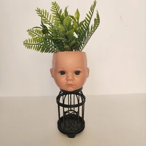 Handmade By Me Doll Head Planter Doll Art Table Decor